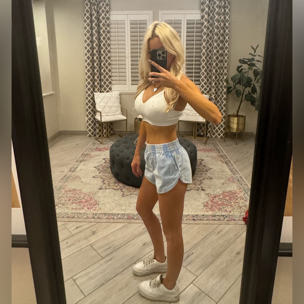 Forever 21 Light Blue Denim-Style Athletic Shorts